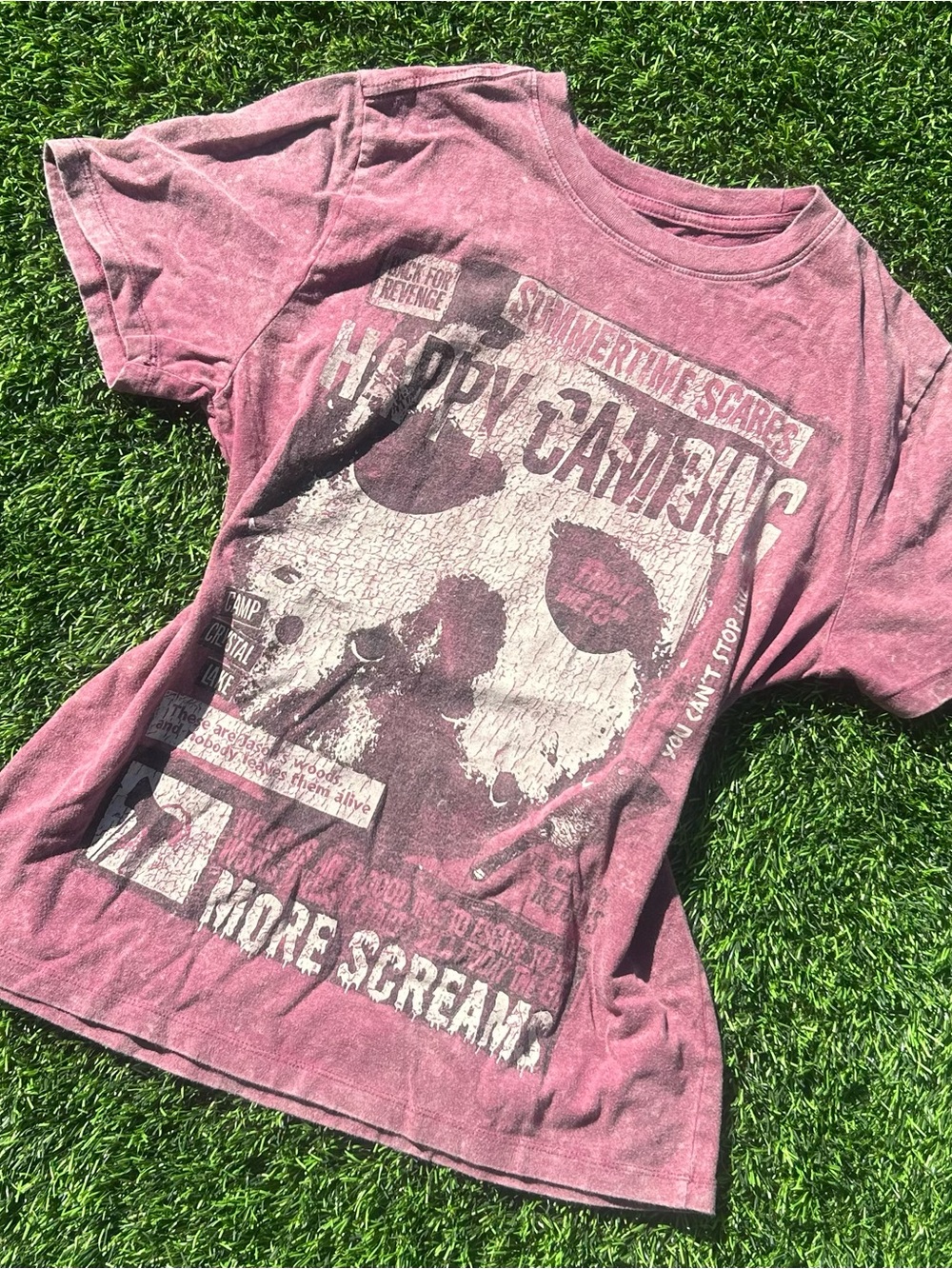Friday the 13th Graphic Tee - Dusty Mauve Skull Print